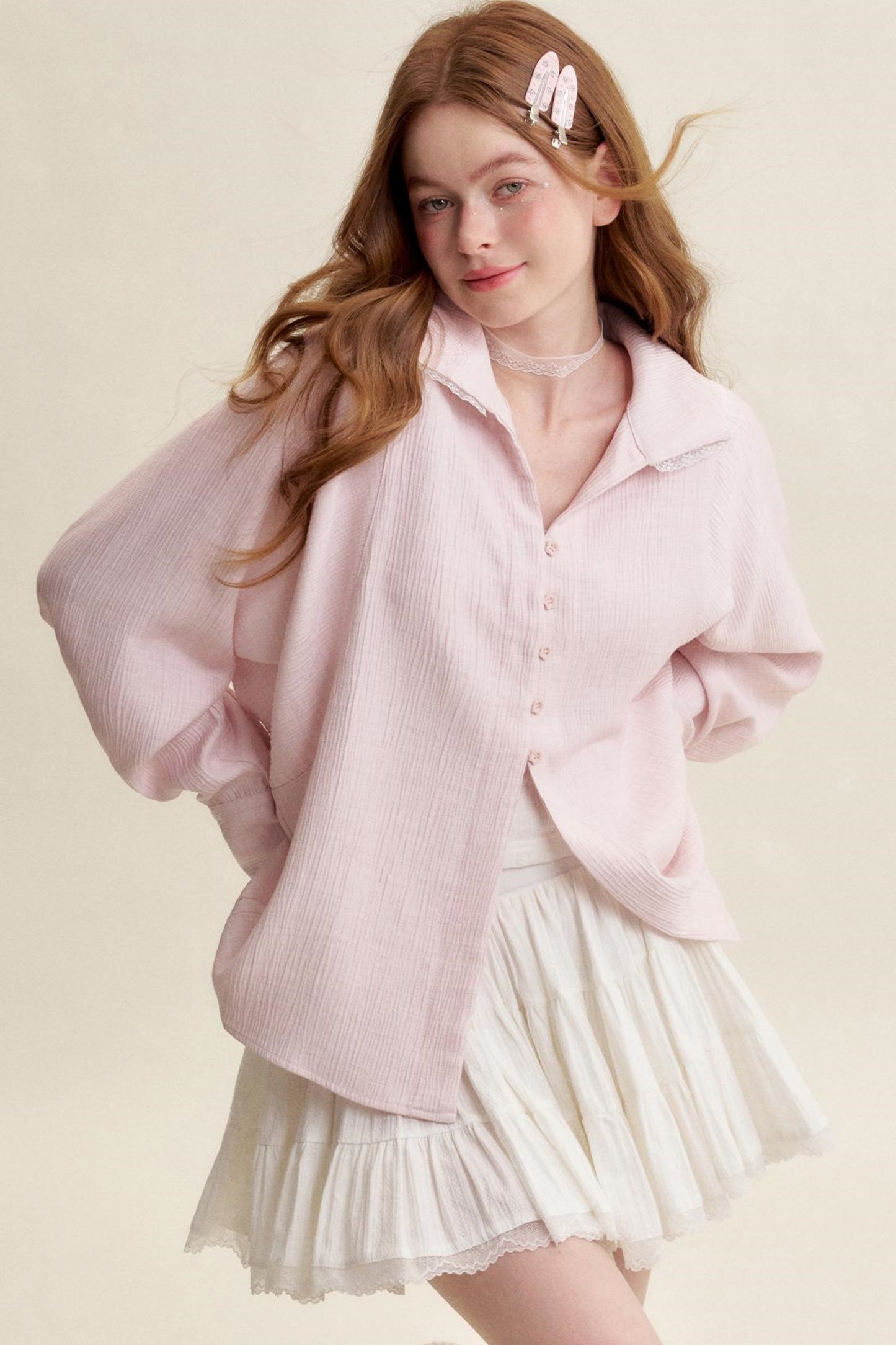 Ruffled Pink Lace Muscle Shirt