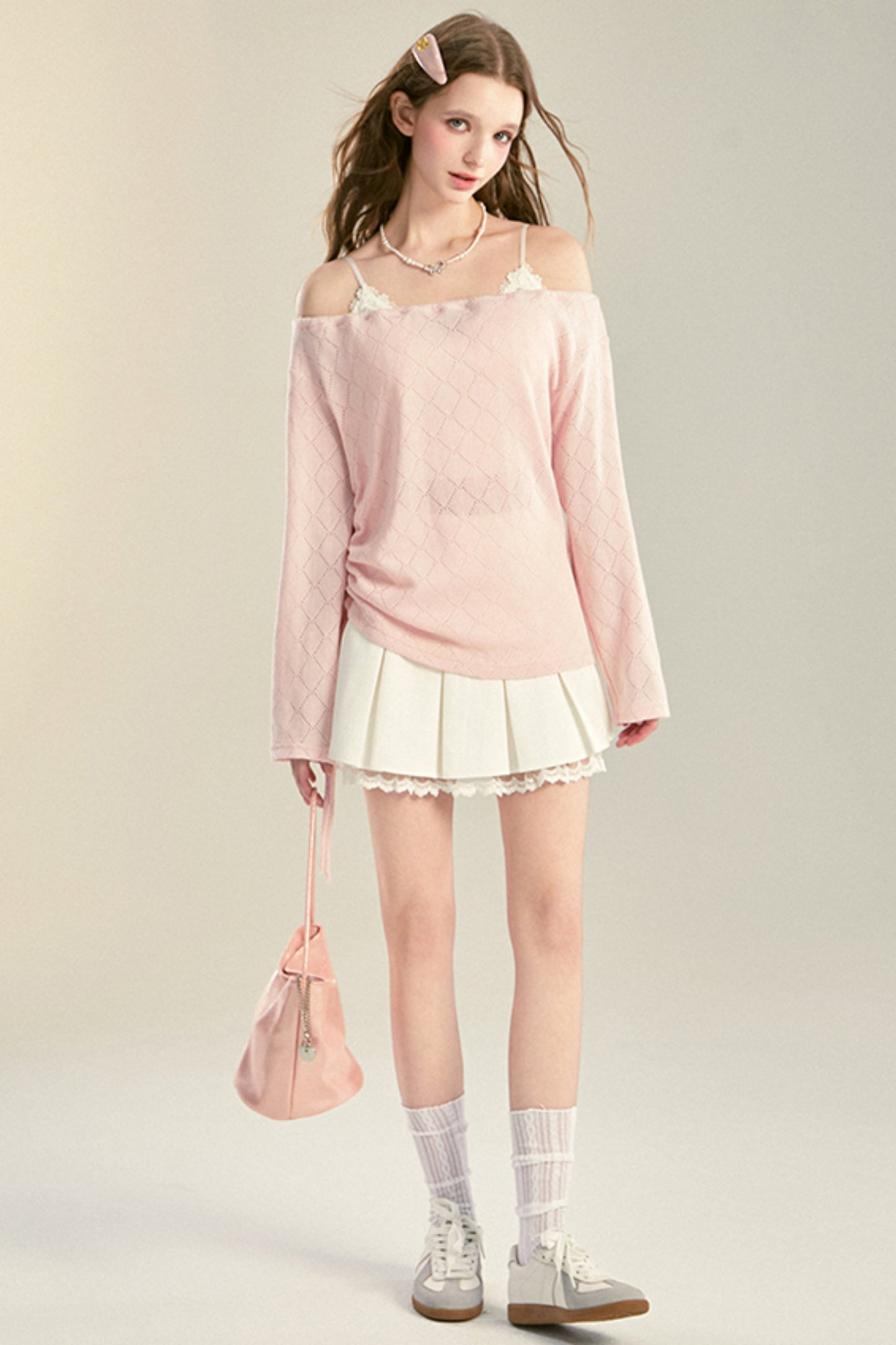 Niche Pleated Lace Culottes Skirt