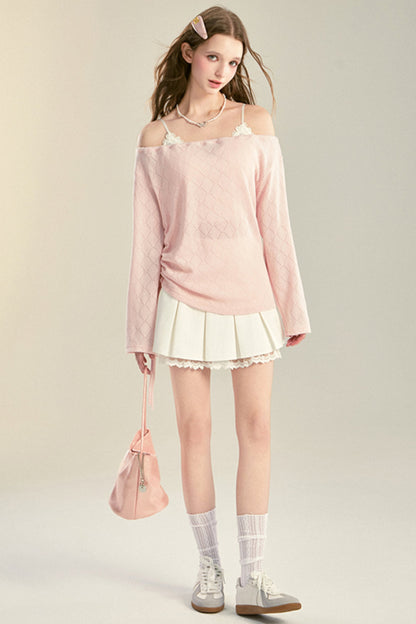 Niche Pleated Lace Culottes Skirt