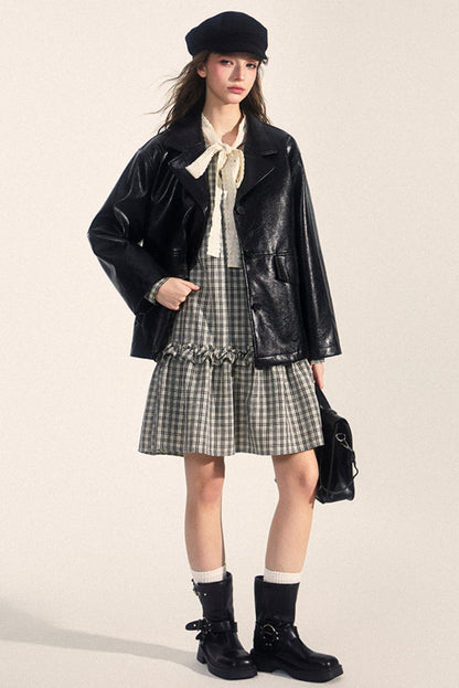 Midi Leather Jacket Set-Up