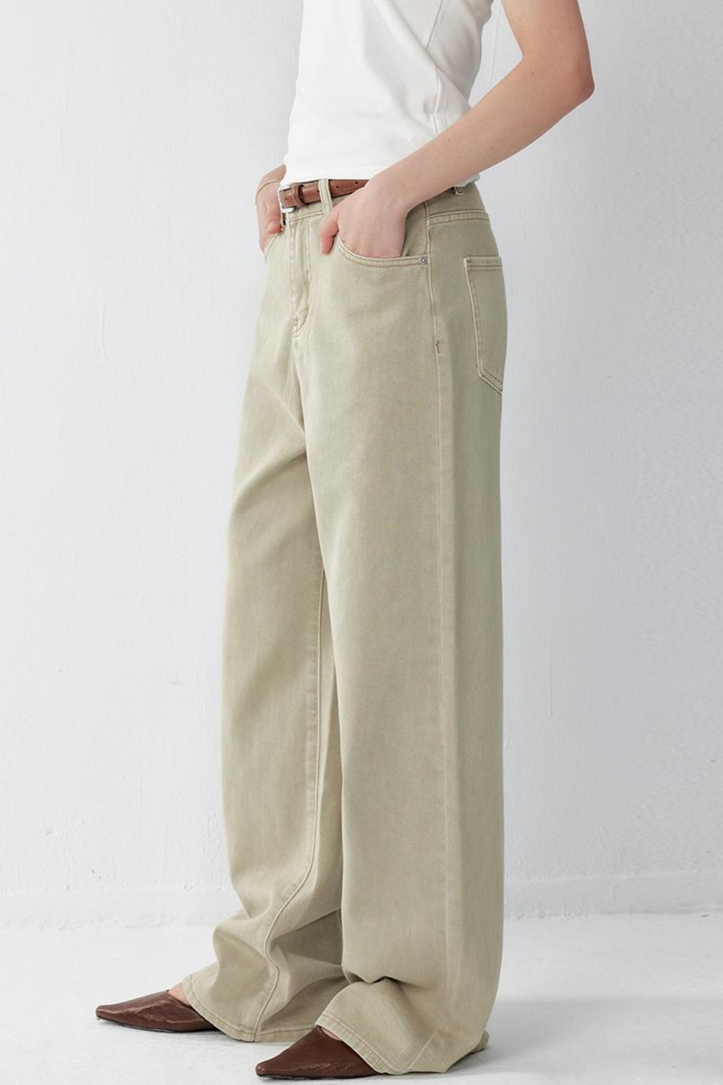 Spring Vintage Wide-Leg Pants