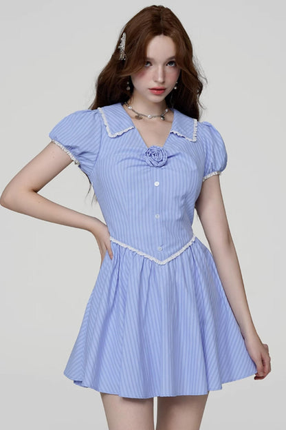 Rose Bubble Sleeve Dress