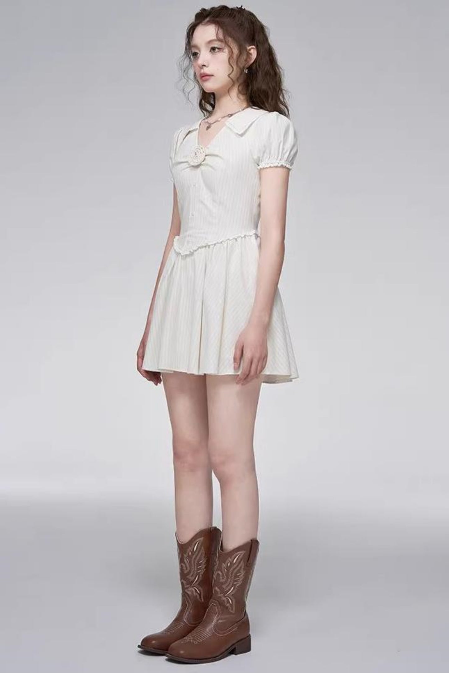 Rose Bubble Sleeve Dress