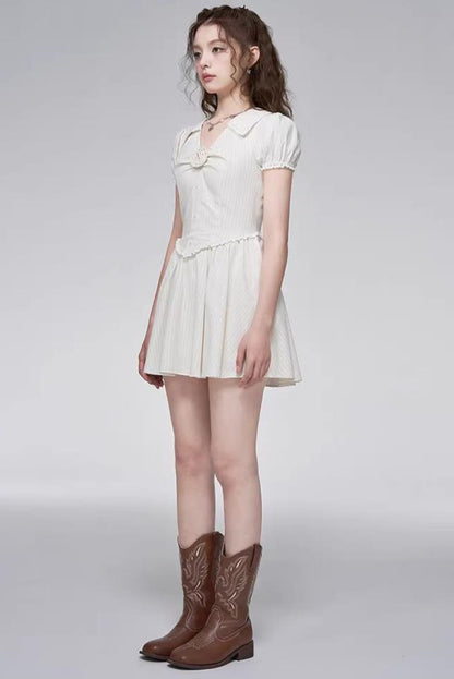 Rose Bubble Sleeve Dress