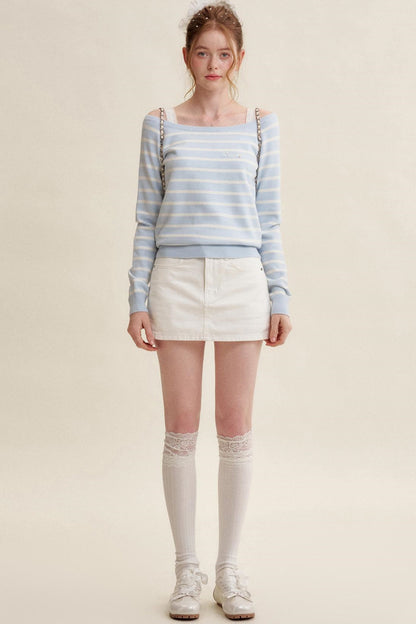 Preppy Style Striped Knit Top