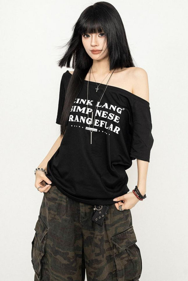 Casual Black Off-Shoulder Tee