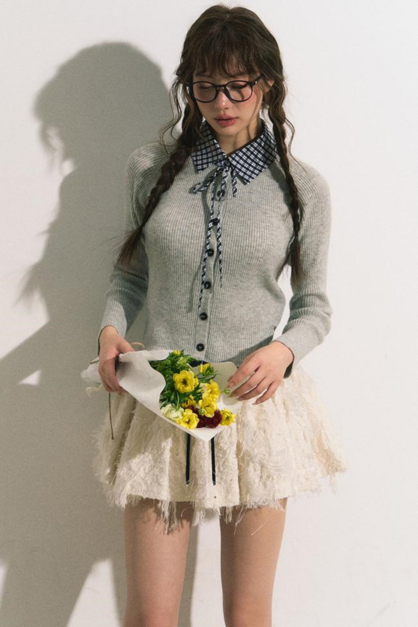 Slim Gray Knit Cardigan