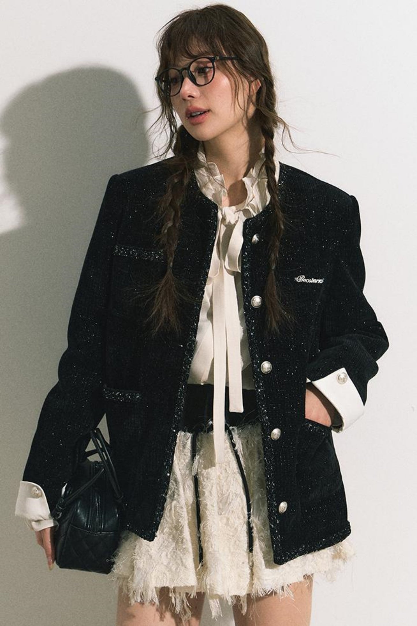 Ruffle Collar Bow Blouse Shirt