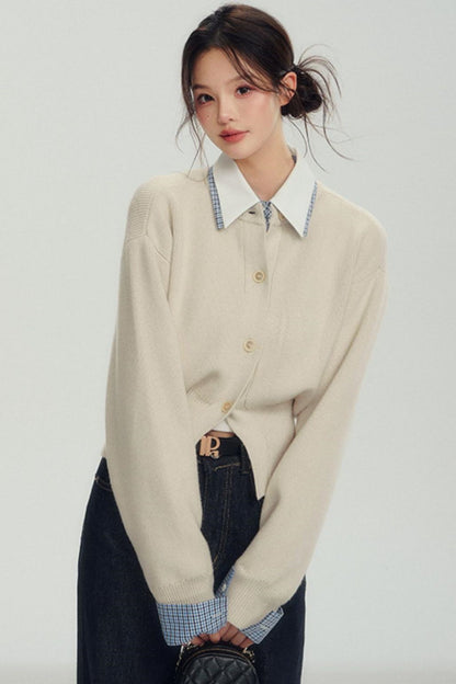 Fake Layered Shirt Sweater