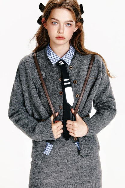 Chic Knit Vest & Skirt Set-Up