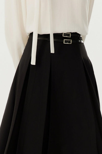 Spring Pleated A-Line Skirt