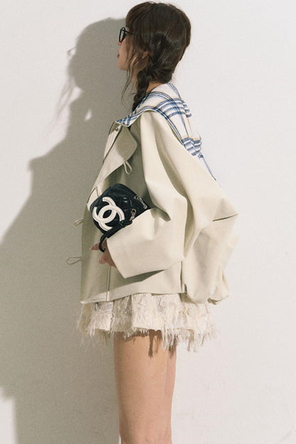 Navy Hooded Trench Coat