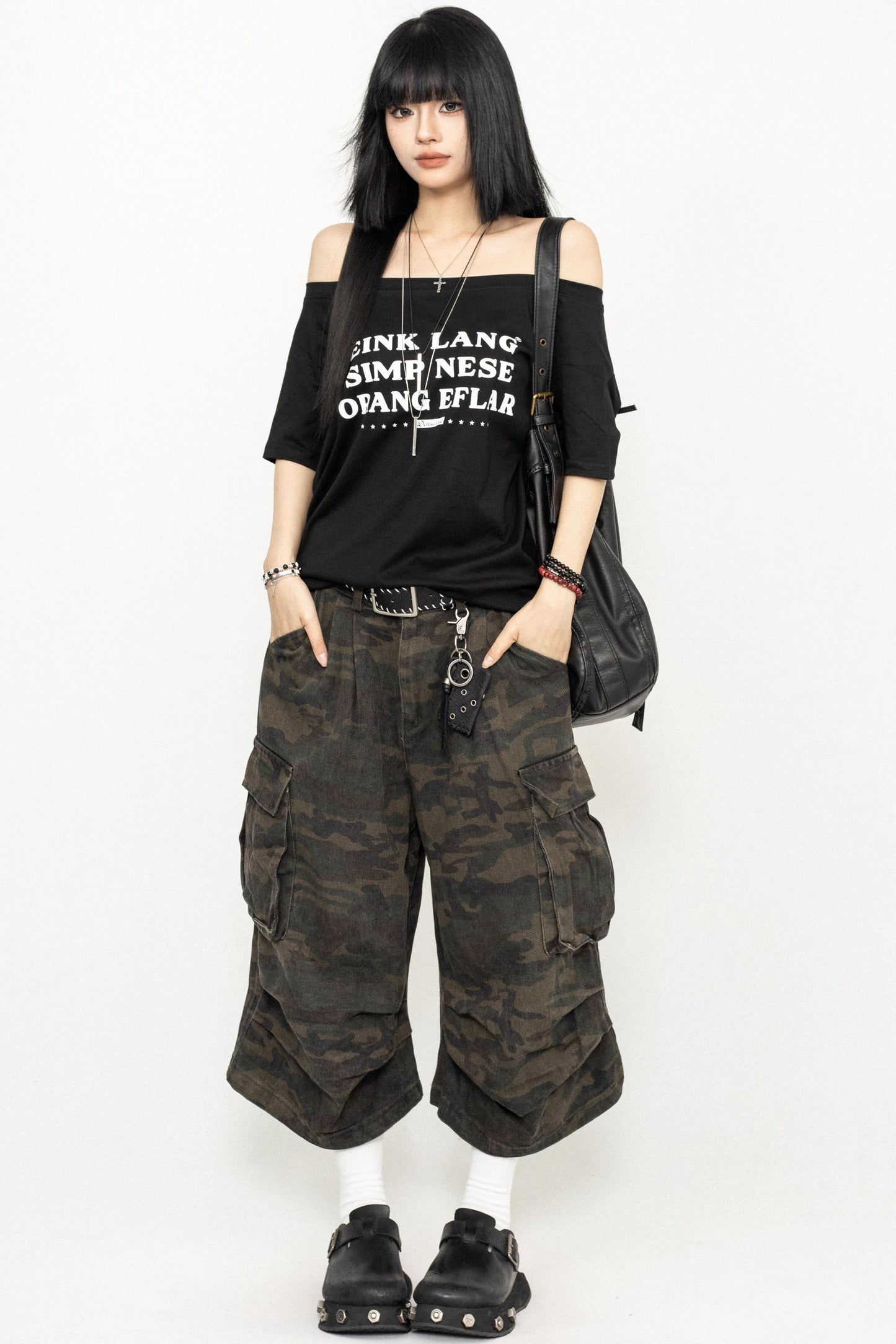 Casual Black Off-Shoulder Tee