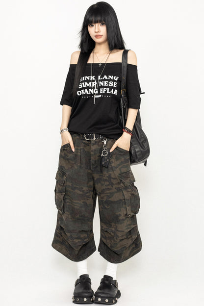 Casual Black Off-Shoulder Tee