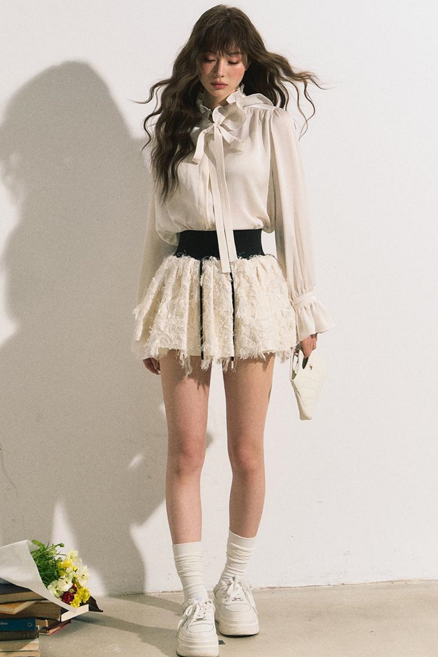 Ruffle Collar Bow Blouse Shirt