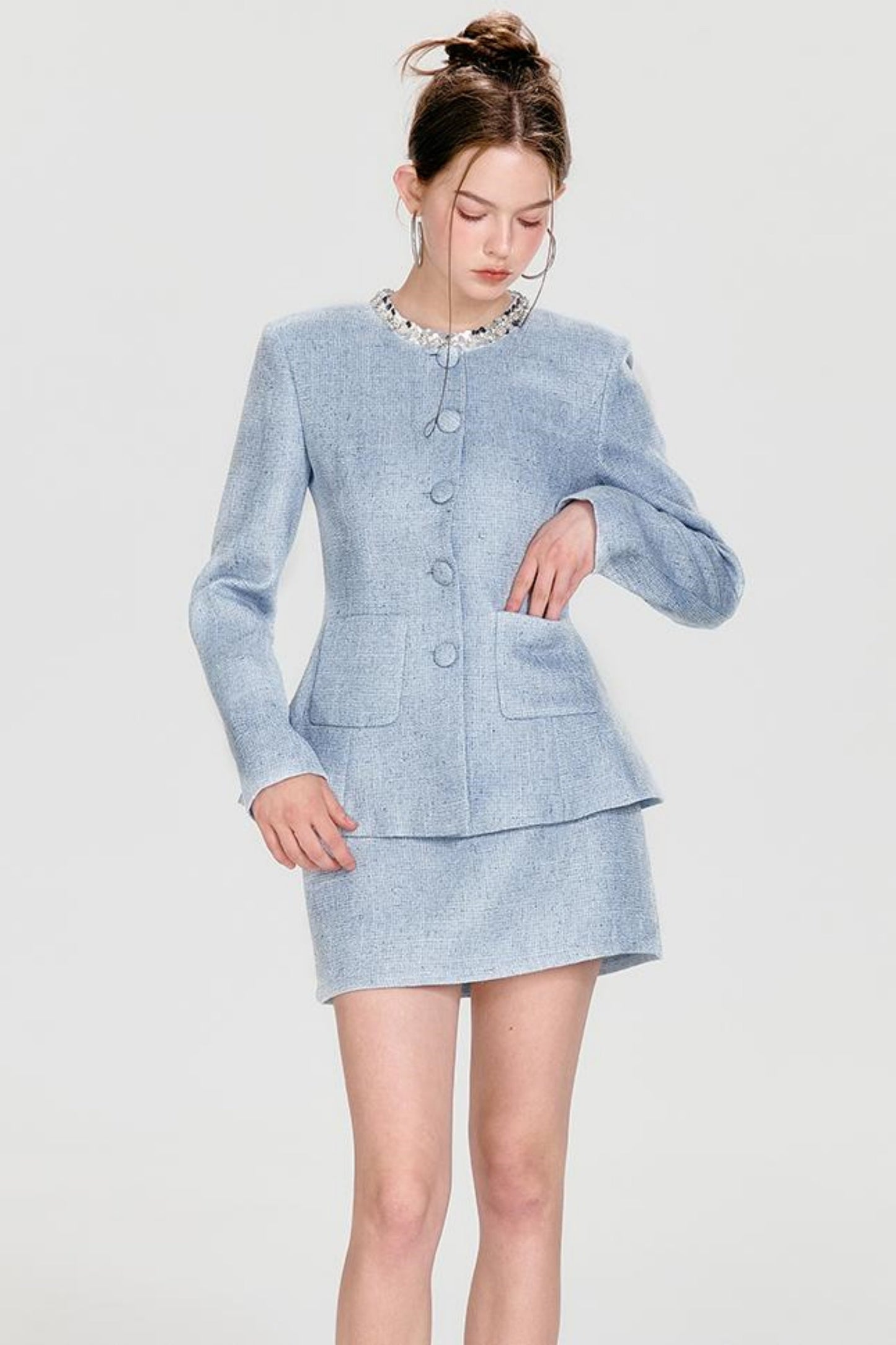 Chic Sequin Jacket & Skirt Set-Up