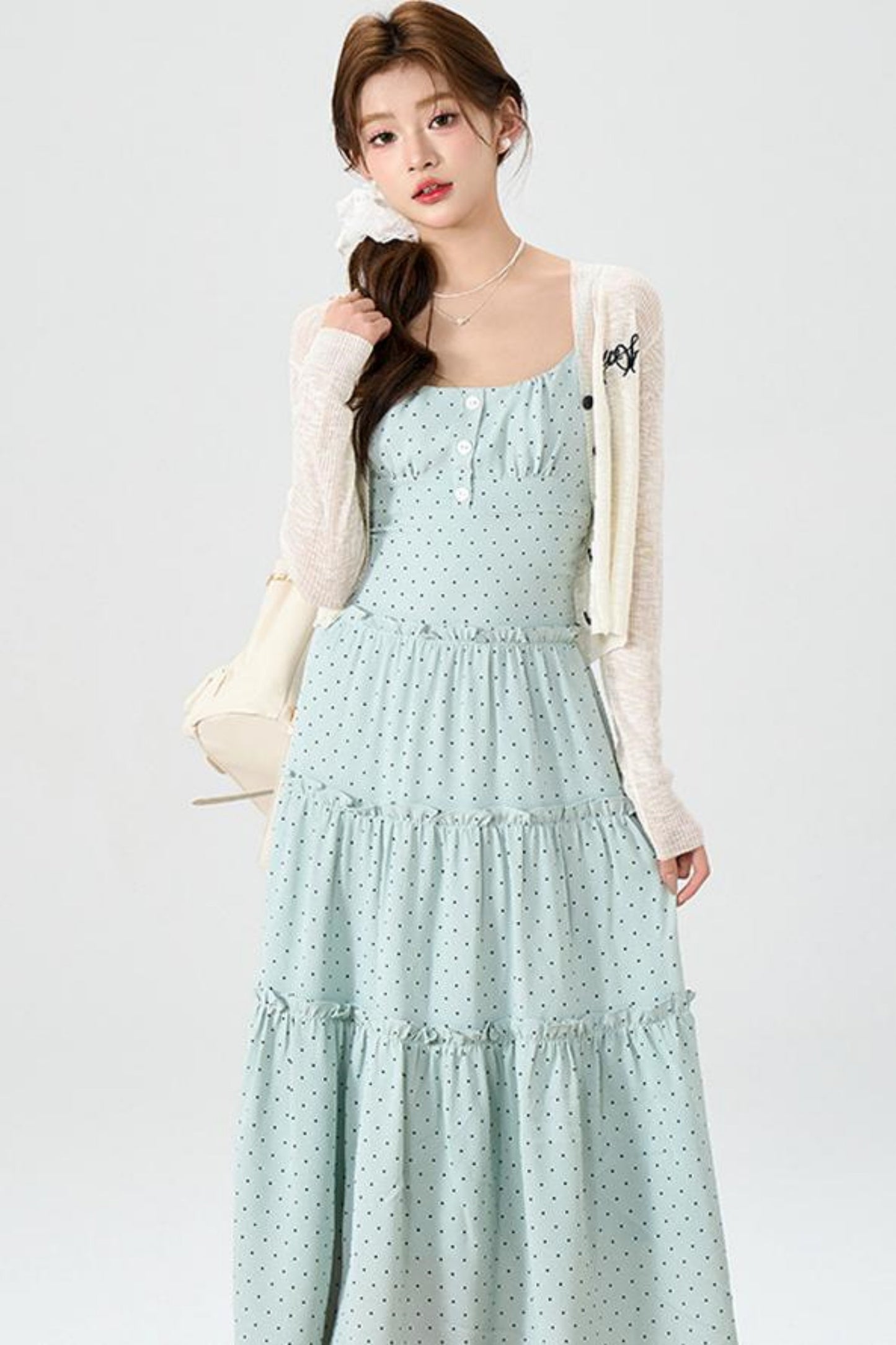 Halter Knit Dress With Cardigan Set-Up