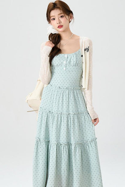 Halter Knit Dress With Cardigan Set-Up