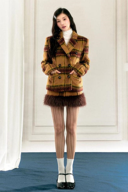 Yellow Plaid Cotton Jacket Set-Up