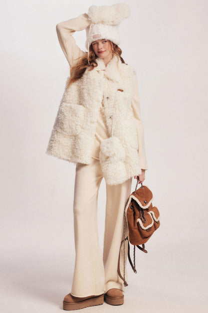 Rolled Sweater & Wide-Leg Pants Set-Up