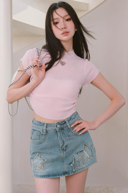 Sweet Spicy High Neck Knit Tee