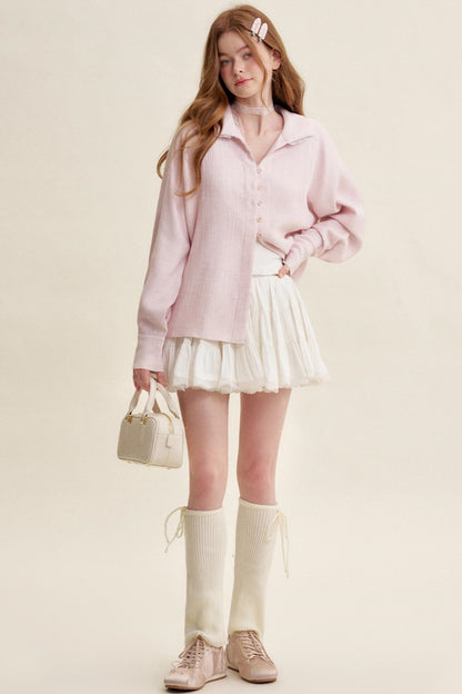 Ruffled Pink Lace Muscle Shirt