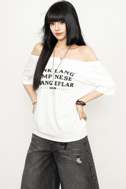 Casual Black Off-Shoulder Tee