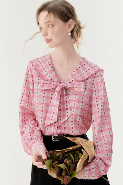 Pink Plaid Embroidered Shirt
