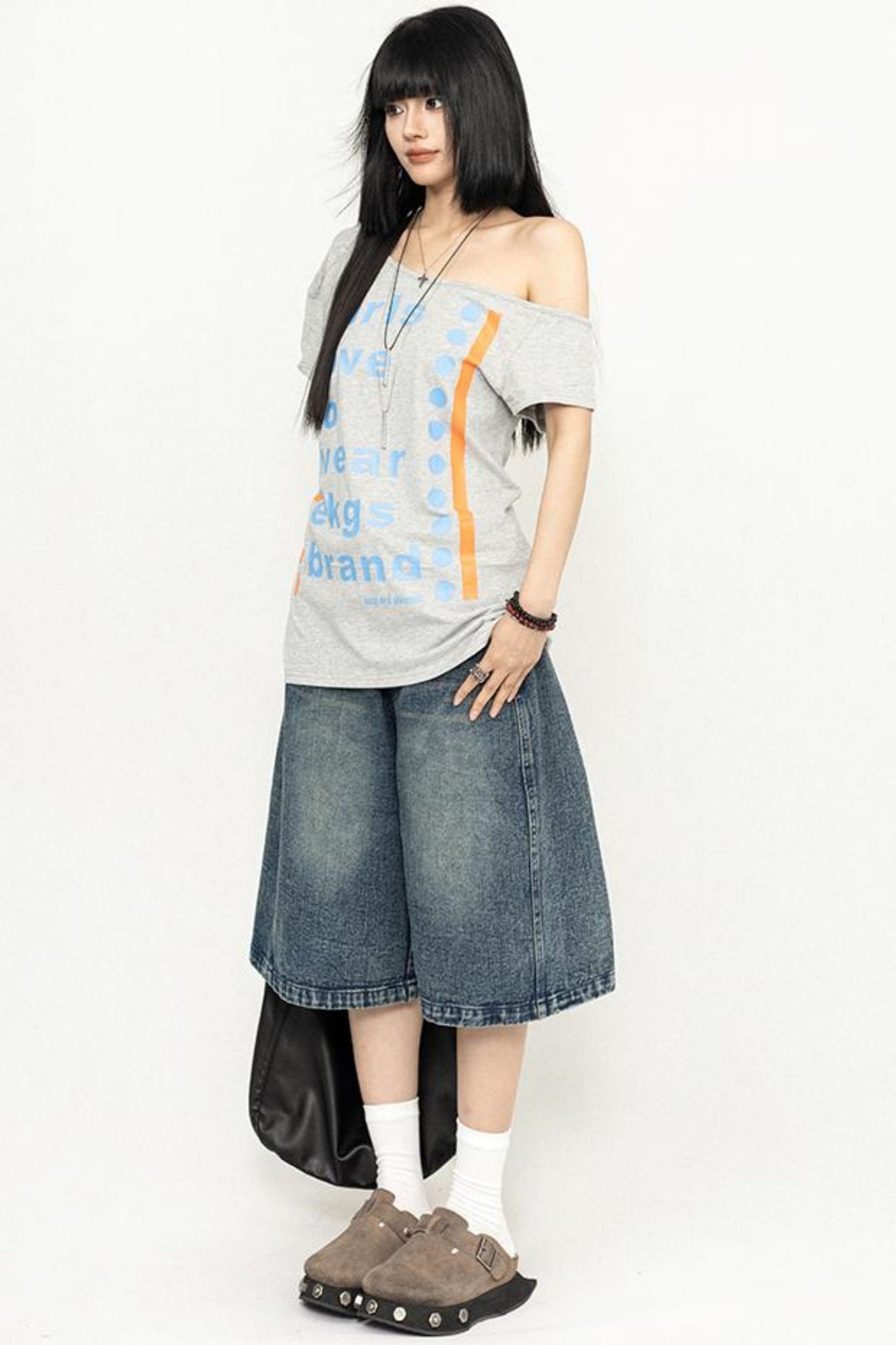 Y2K Style One-Shoulder Tee