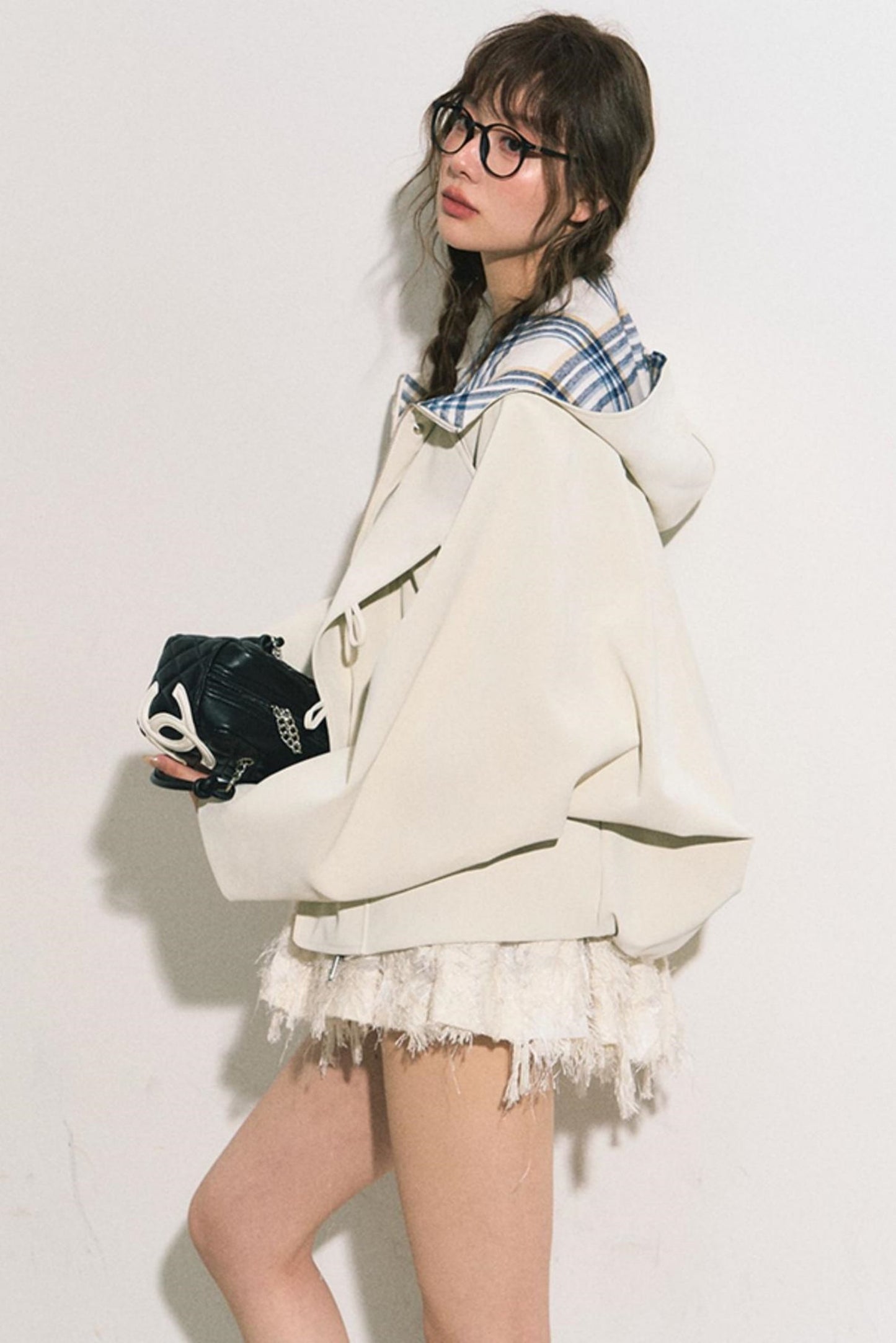 Navy Hooded Trench Coat