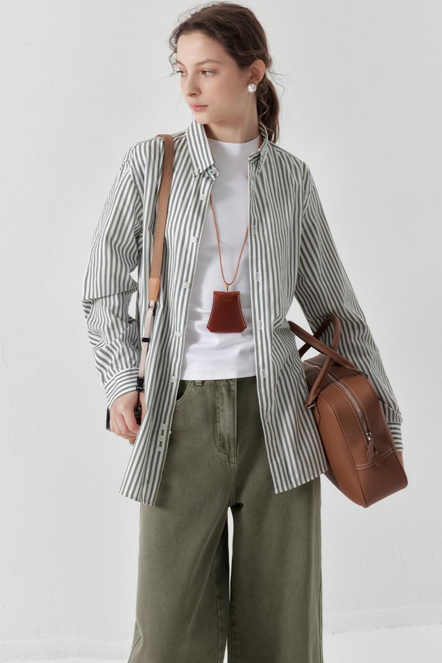 Green Striped Cotton Shirt