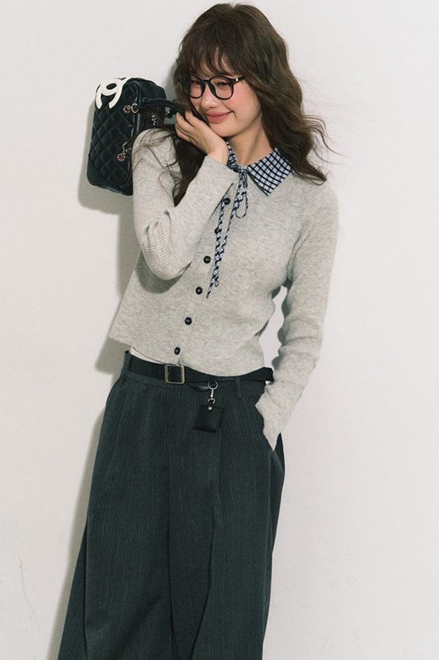 Slim Gray Knit Cardigan