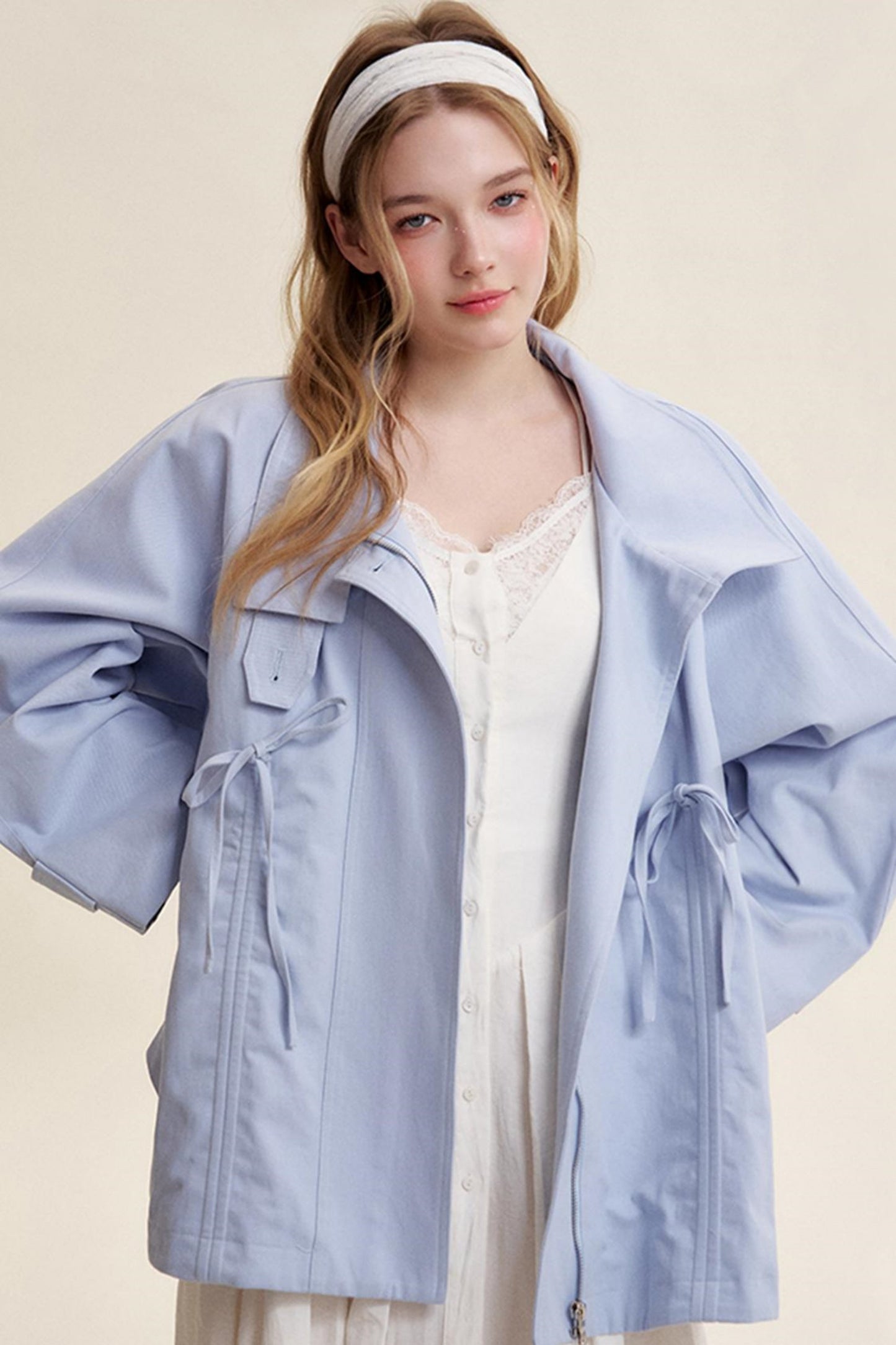 Morning Mist Cotton Bow Jacket