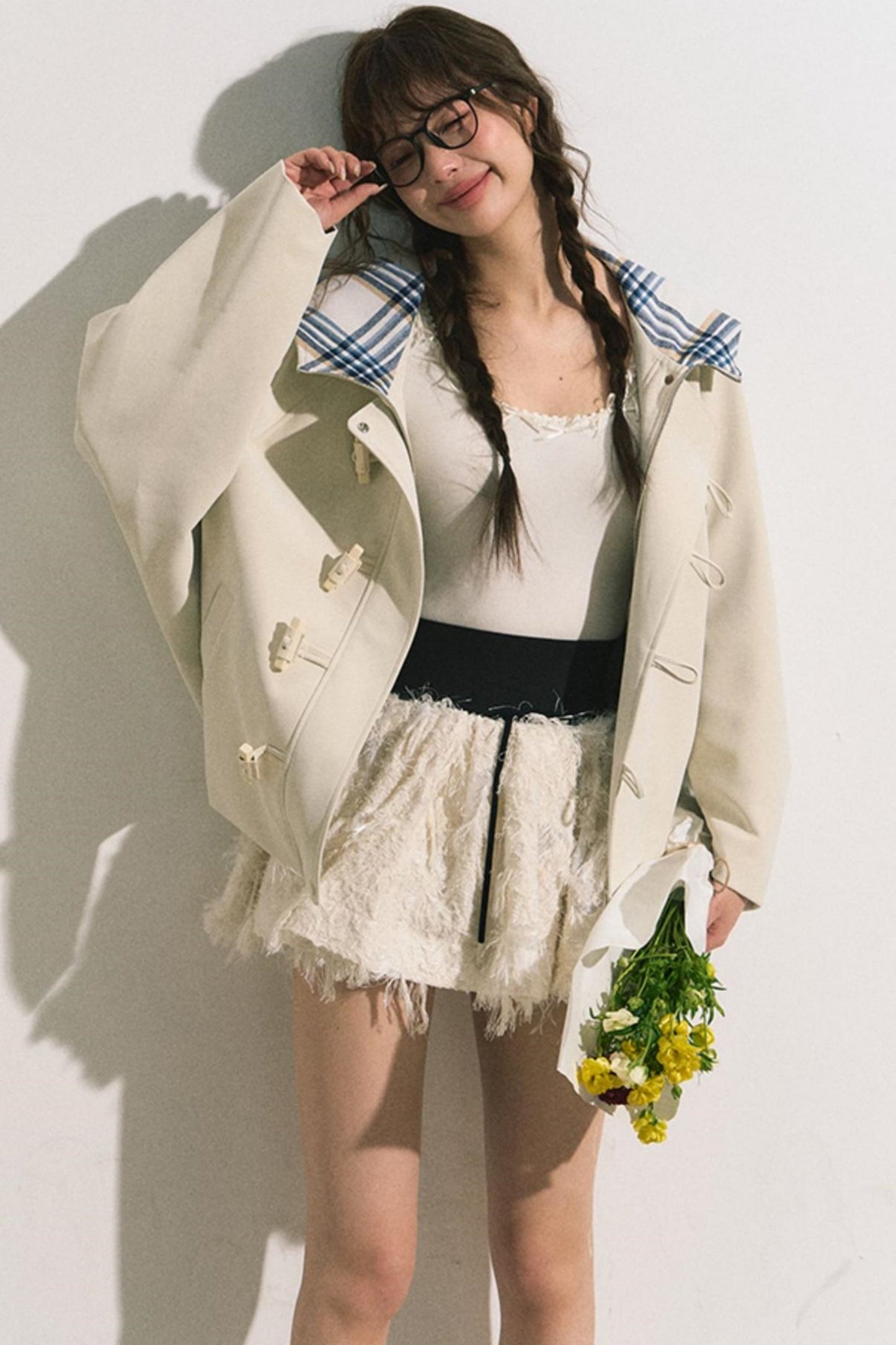 Navy Hooded Trench Coat