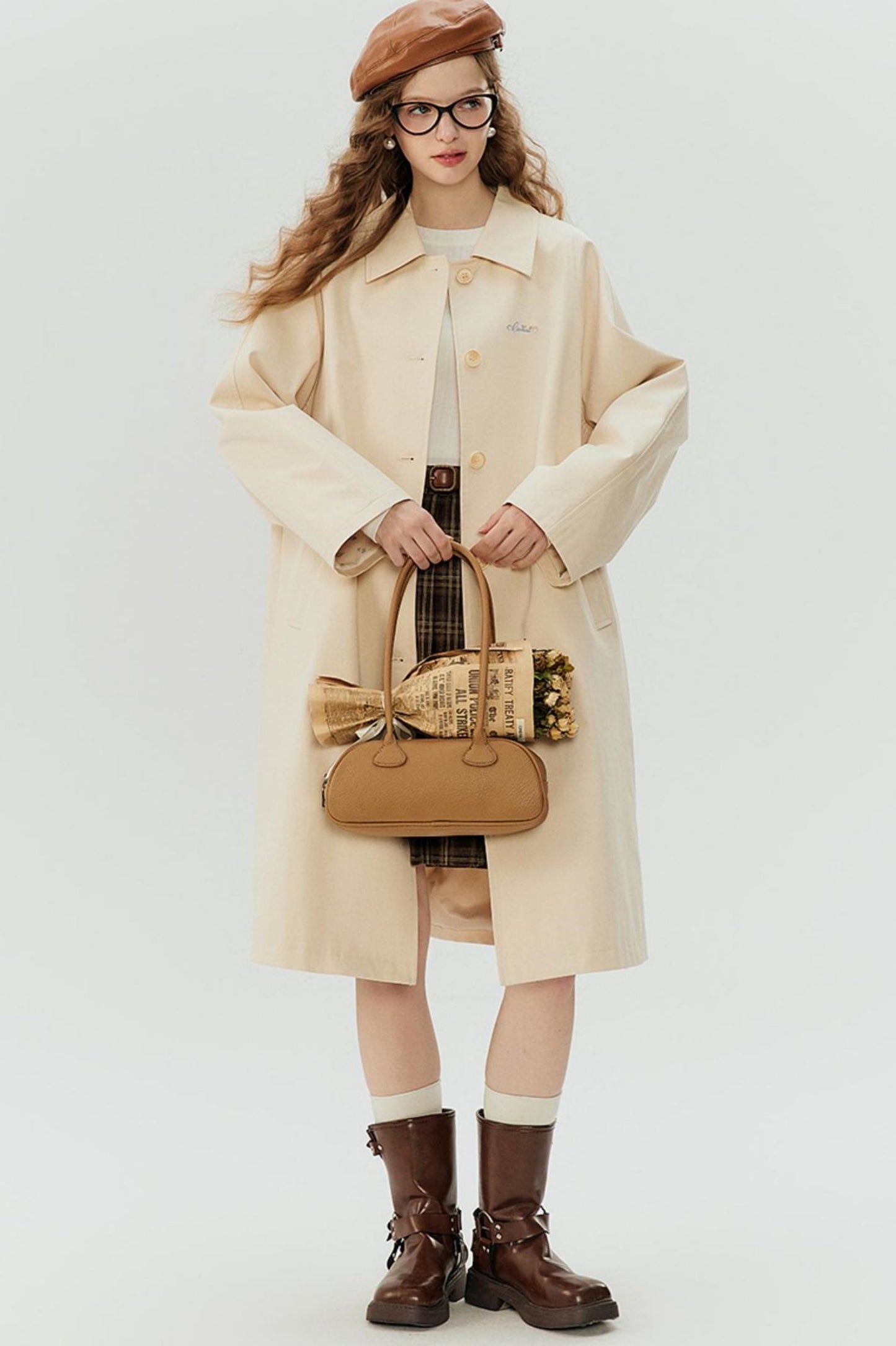 Petite Floral A-Line Trench Coat