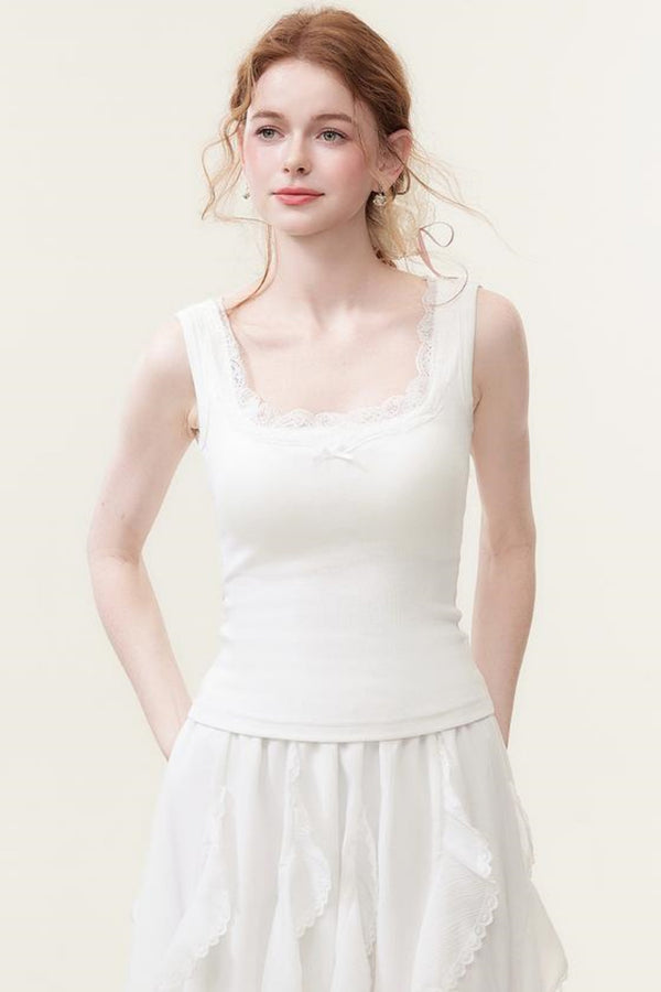 Slim Lace Bowtie Top