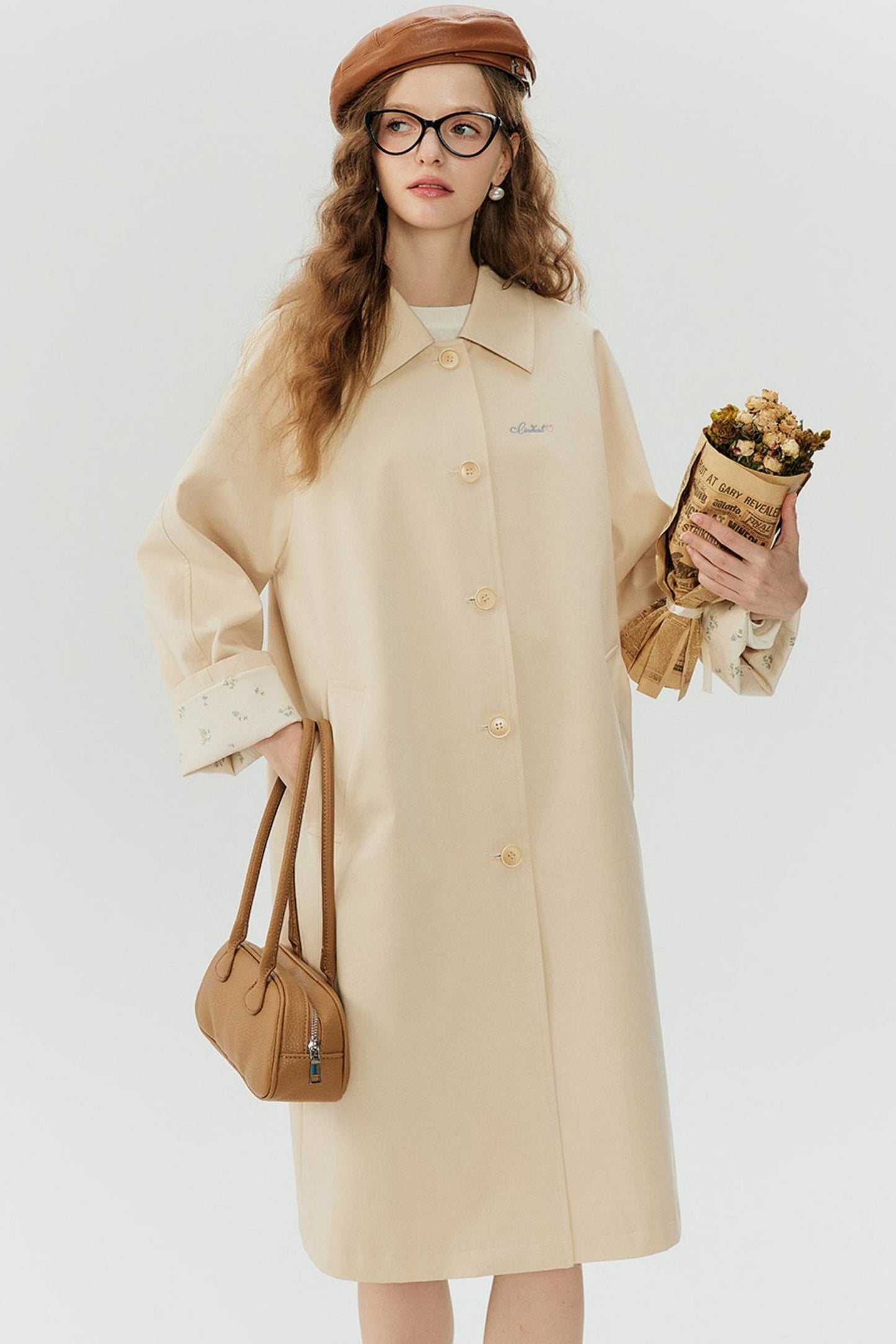 Petite Floral A-Line Trench Coat