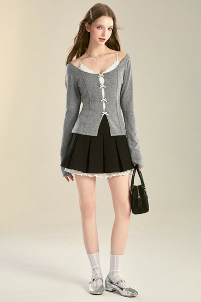 Niche Pleated Lace Culottes Skirt