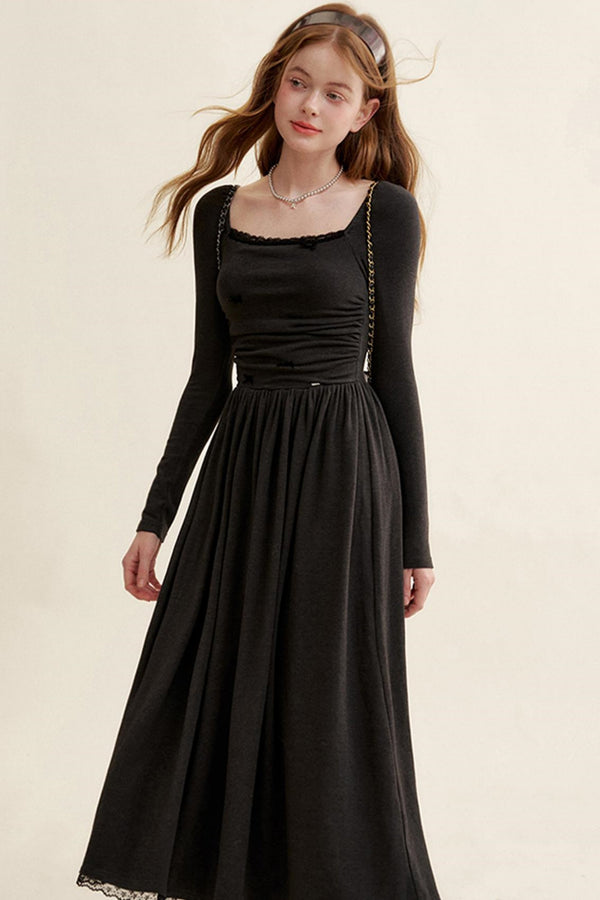 Black Velvet Bow Dress