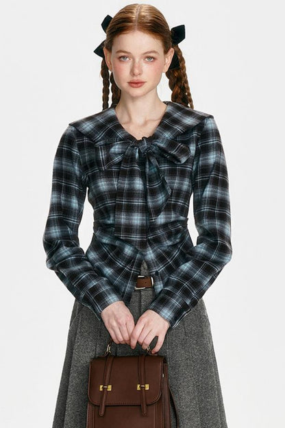 Navy Collar Collegiate Plaid Shirt
