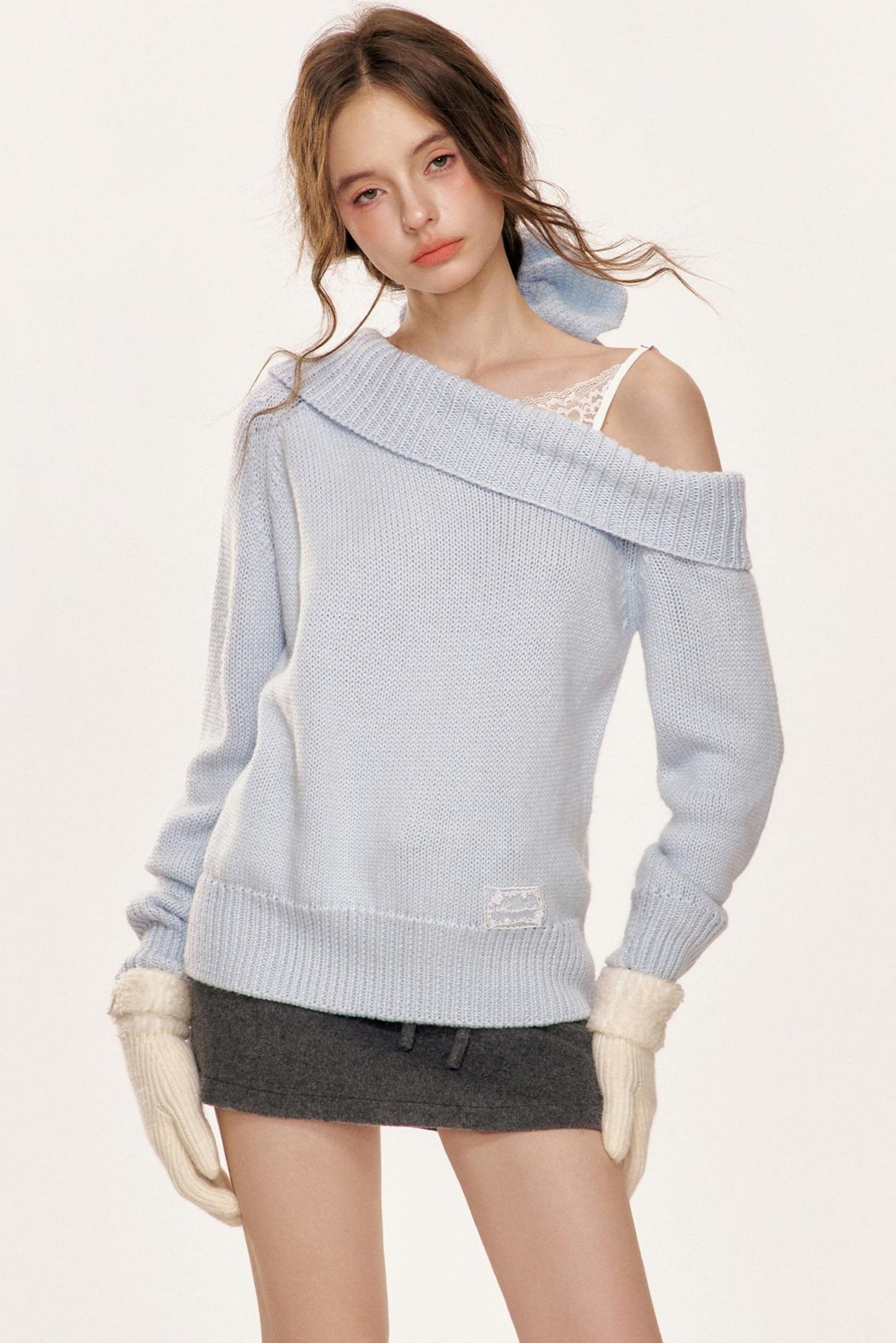 Chic Lace-Up Knit Sweater