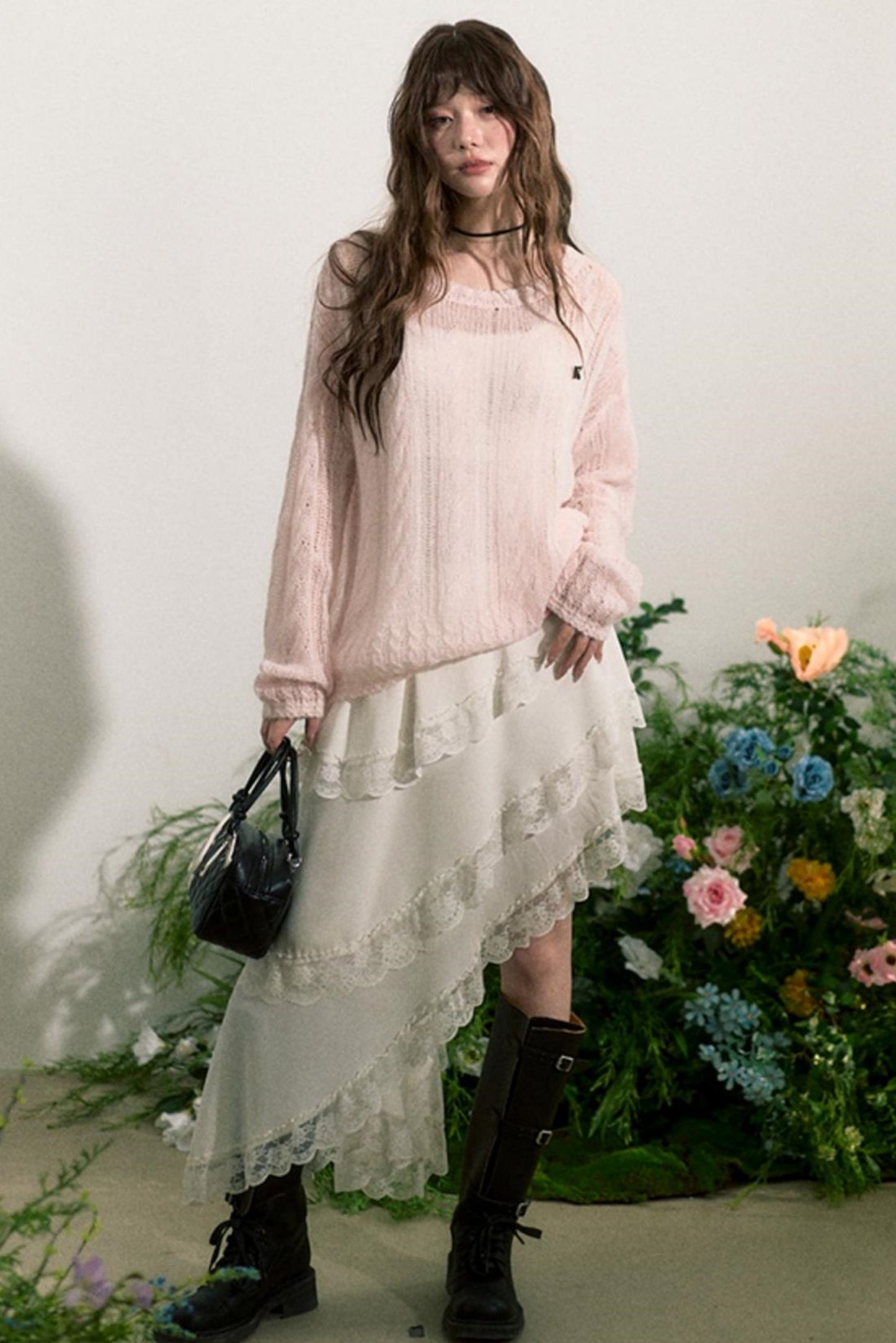 Pink Mohair Cowl Top