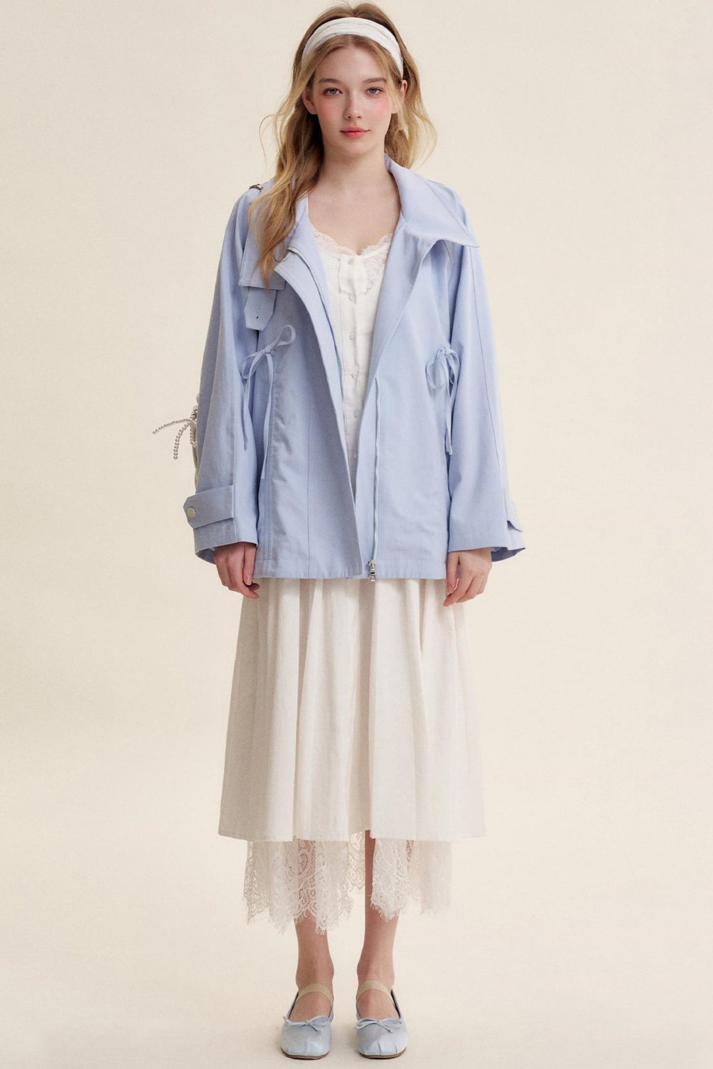 Morning Mist Cotton Bow Jacket