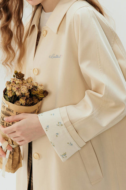Petite Floral A-Line Trench Coat