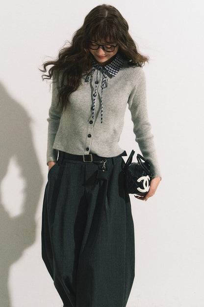 Slim Gray Knit Cardigan