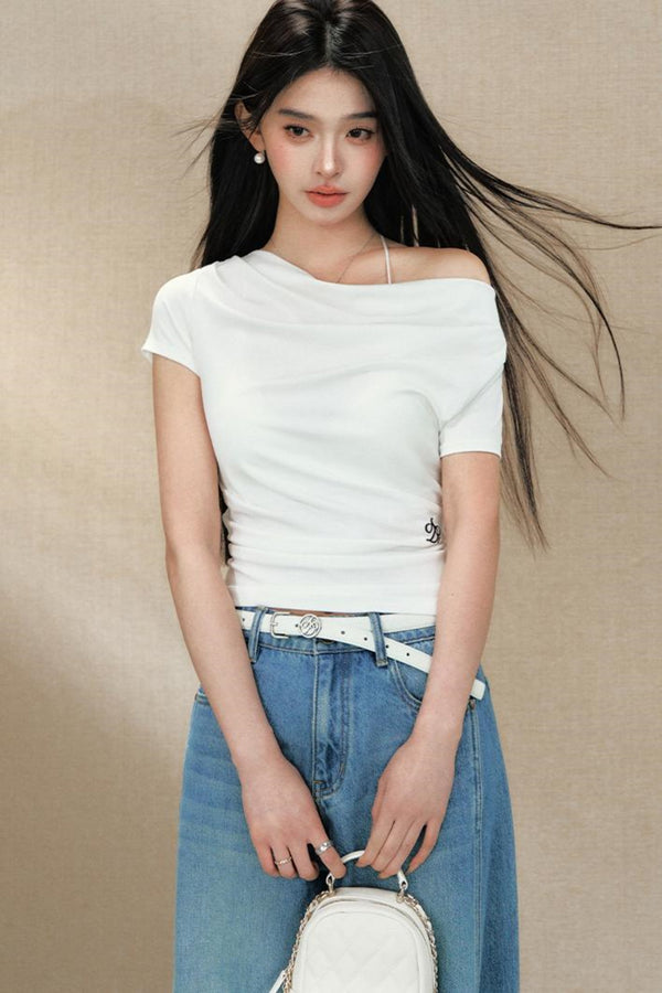 Pleat-Waist Short Sleeve T-Shirt