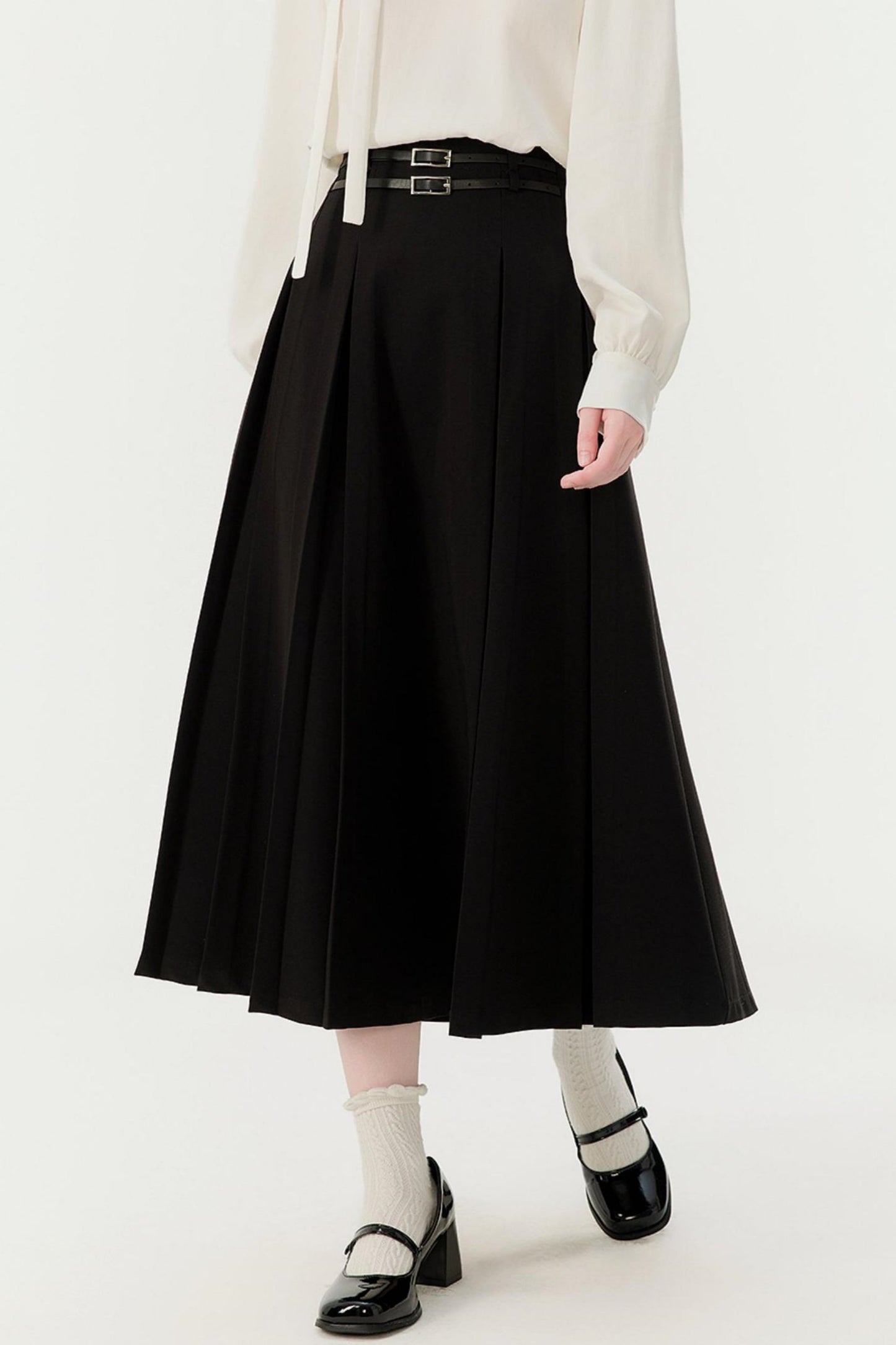 Spring Pleated A-Line Skirt