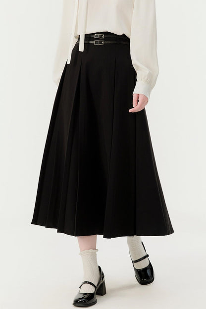Spring Pleated A-Line Skirt