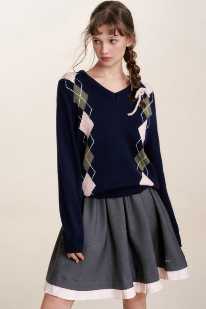 Diamond V-Neck Sweater