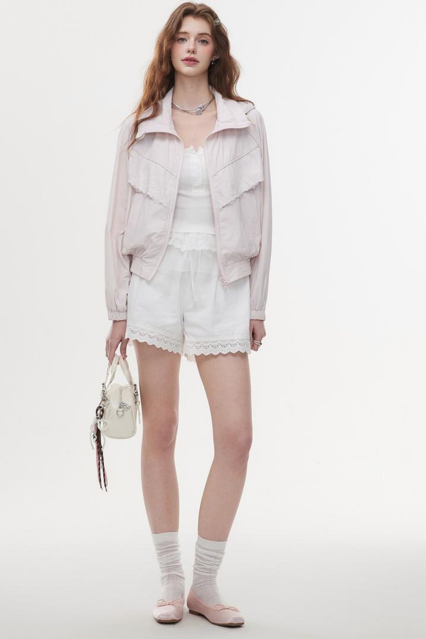 Lace-Trimmed Knit Peplum Top